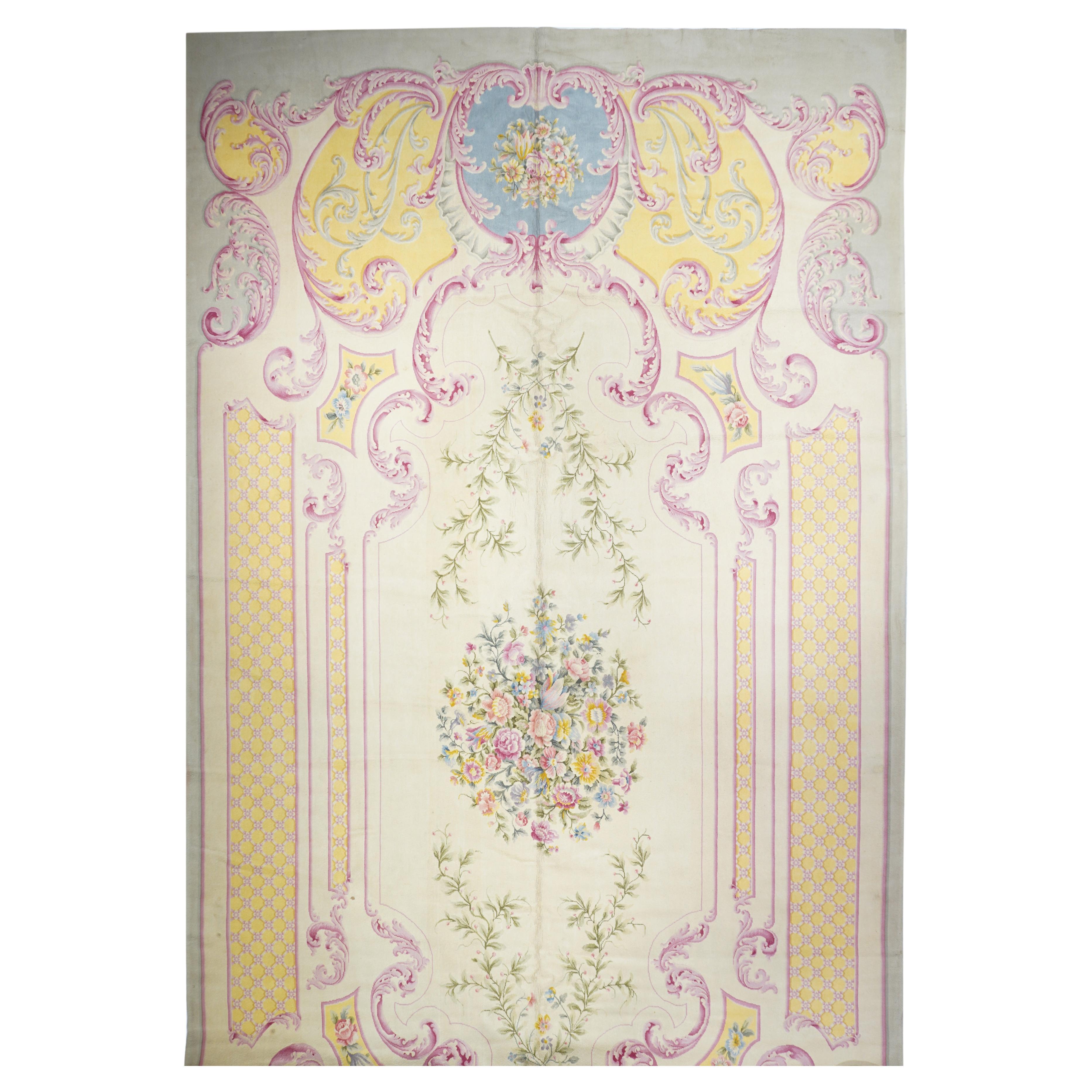 Vintage Savannerie Rug 11’1” x 21’4” For Sale