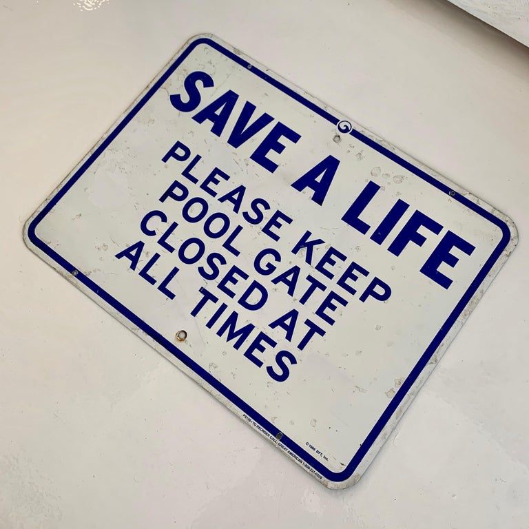 Vintage SAVE A LIFE Swimming Pool Sign For Sale at 1stDibs vintage