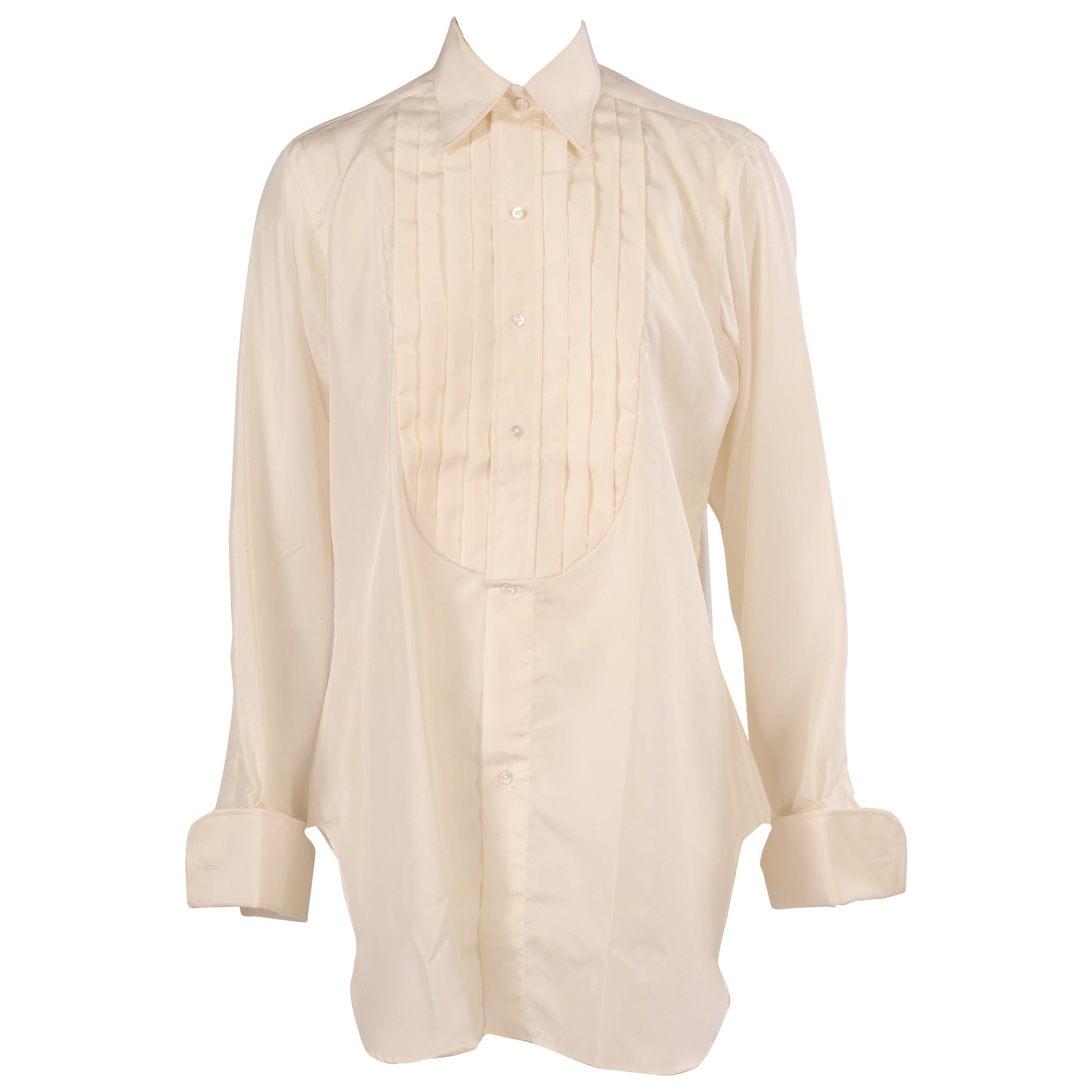 Vintage Savile Row Custom Silk Tuxedo Shirt Never Worn