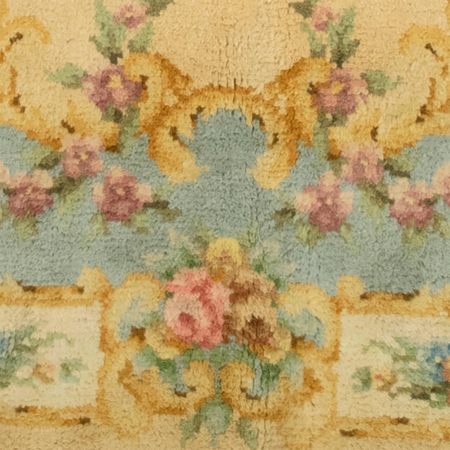 French Vintage Savonnerie Rug For Sale