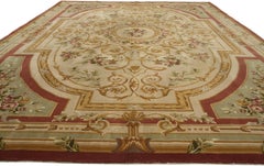 Vintage Savonnerie Style Area Rug, Aubusson Design Rug