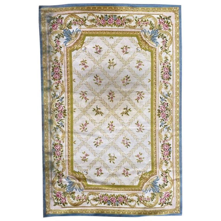 Savonnerie Style Rug Vintage Savonnerie Style Carpet For Sale at 1stDibs