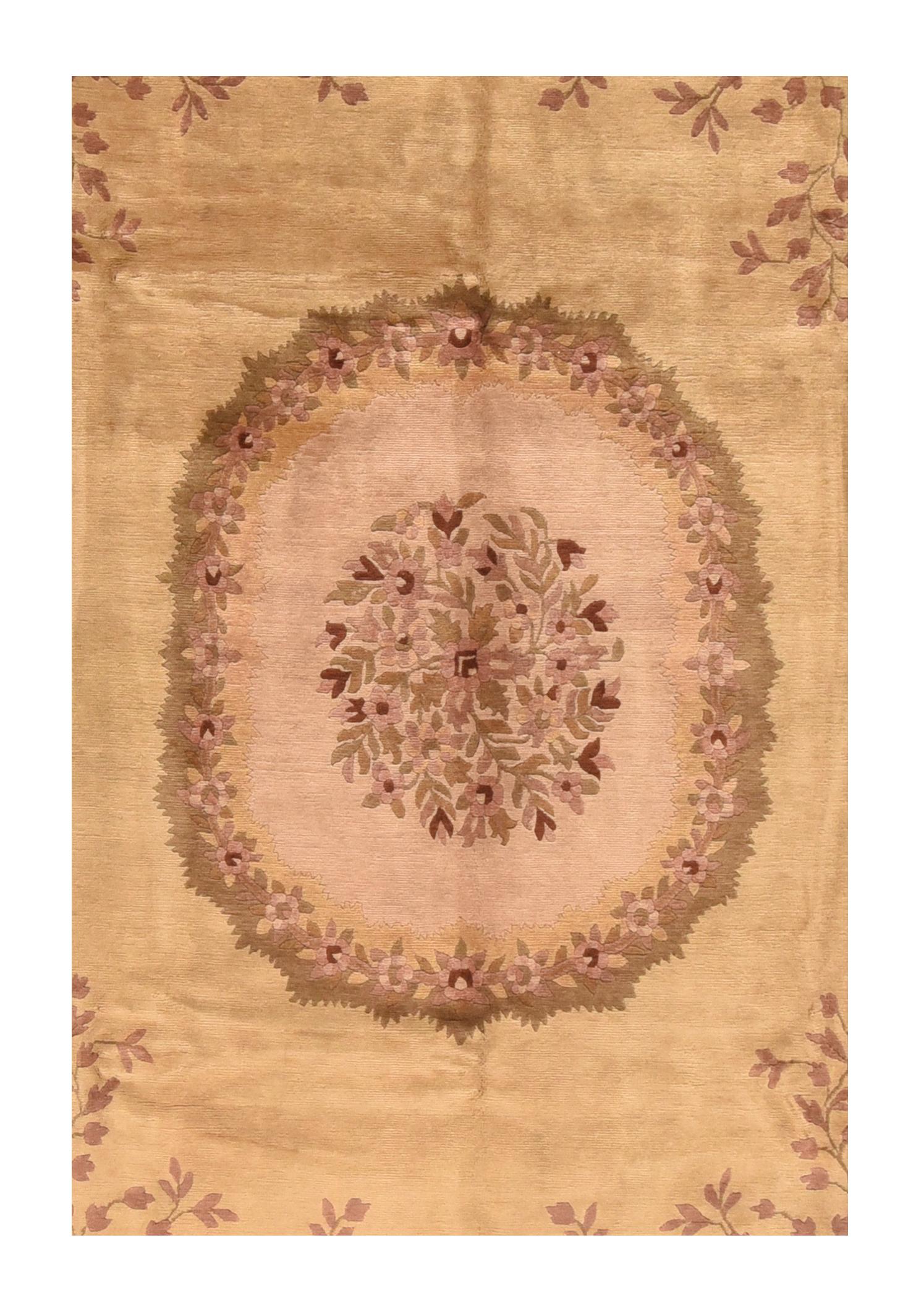 Vintage Savonnerie weave rug, hand knotted, circa 1950s

Design: Center Medallion

History of Savonnerie rugs:

The Savonnerie got its start when Henri IV (King of France from 1589-1610) became alarmed by how rapidly the national treasury was
