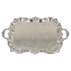 Vintage SBEP Victorian Baroque Style Silver Plated Serving Platter Tray