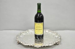 Vintage SBEP Victorian Silver Plated Round Scalloped Salver Bar Tray Platter