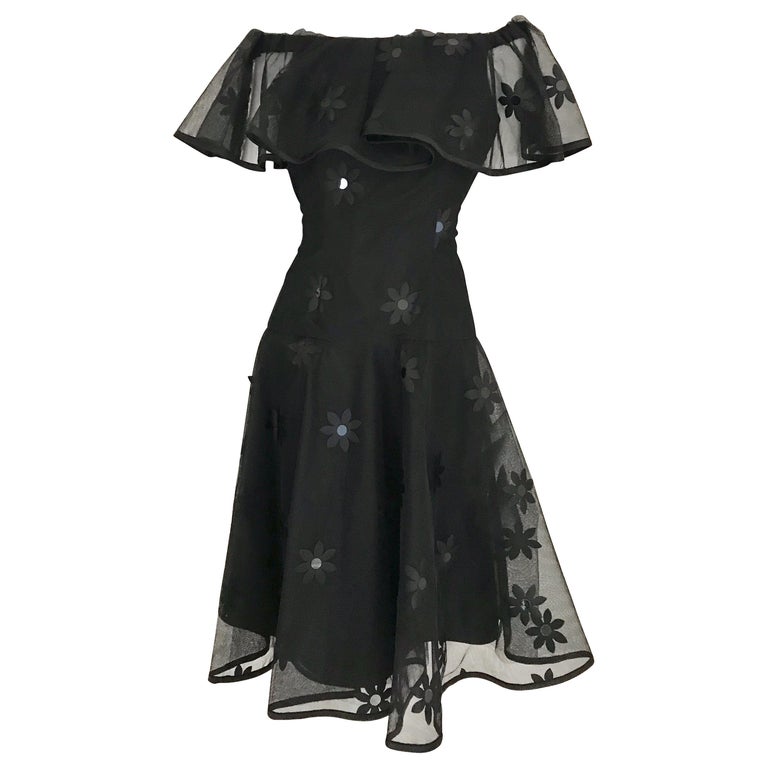 Vintage SCAASI Black Off Shoulder Ruffle Cocktail Dress For Sale at 1stDibs | scaasi dress, off the shoulder ruffle party dress Vintage SCAASI Black Off Shoulder Ruffle Cocktail Dress For Sale at 1stDibs | scaasi dress, off the shoulder ruffle party dress