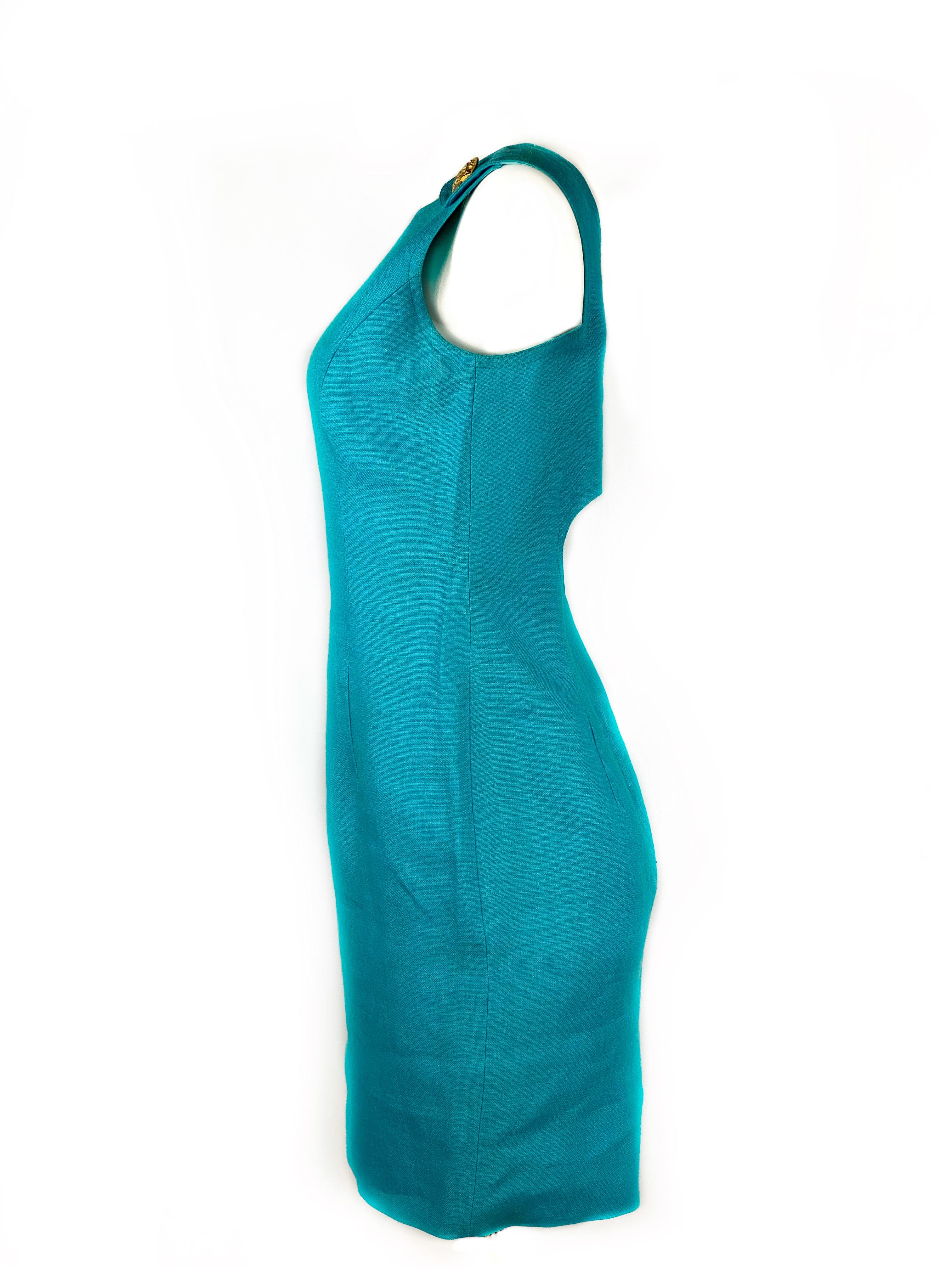 turquoise linen dress