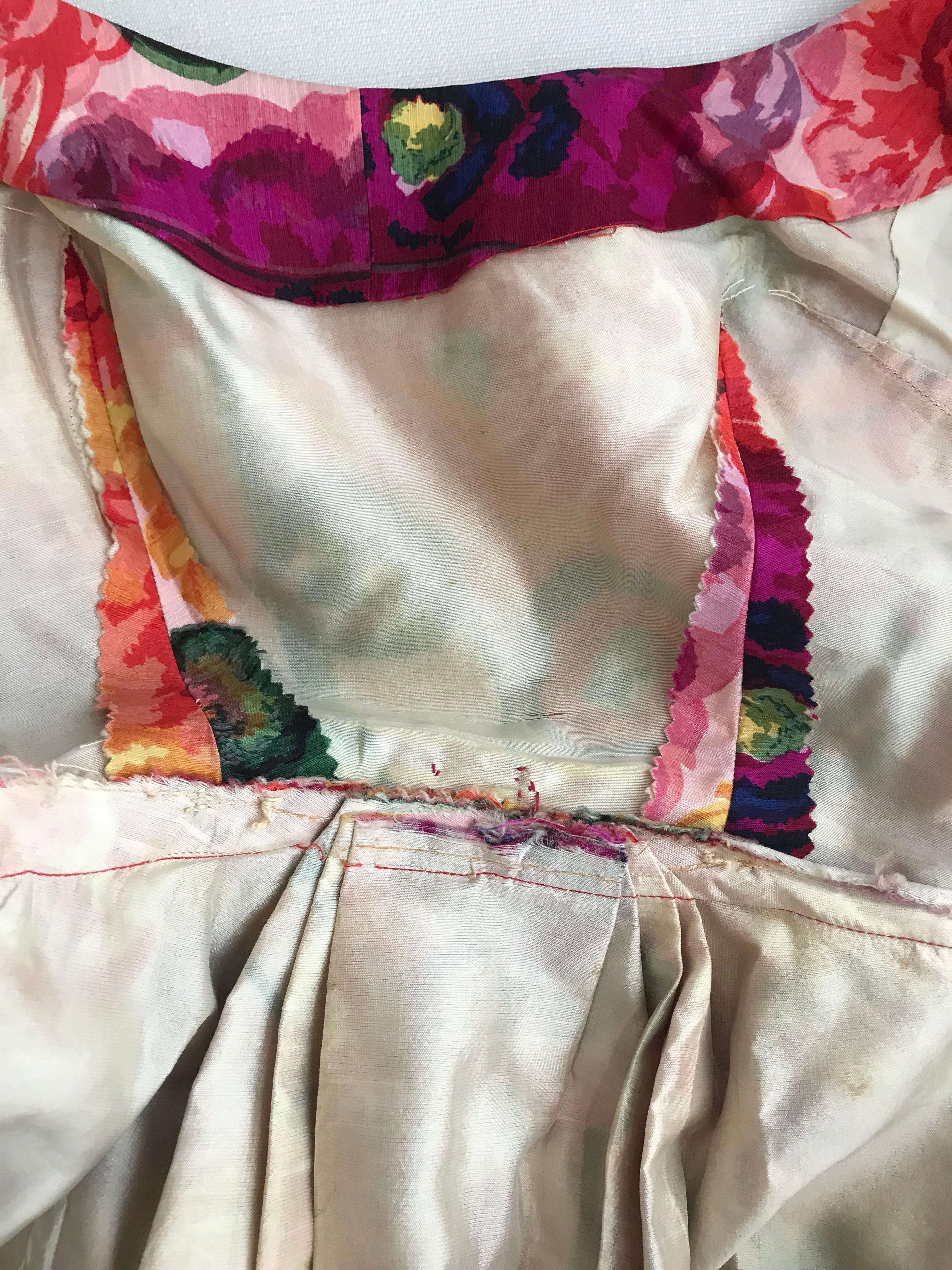 Vintage Scaasi  Multi Color Floral Silk Gown For Sale 9