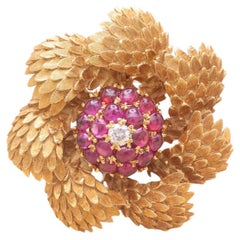 Vintage Scales and Rubies Brooch
