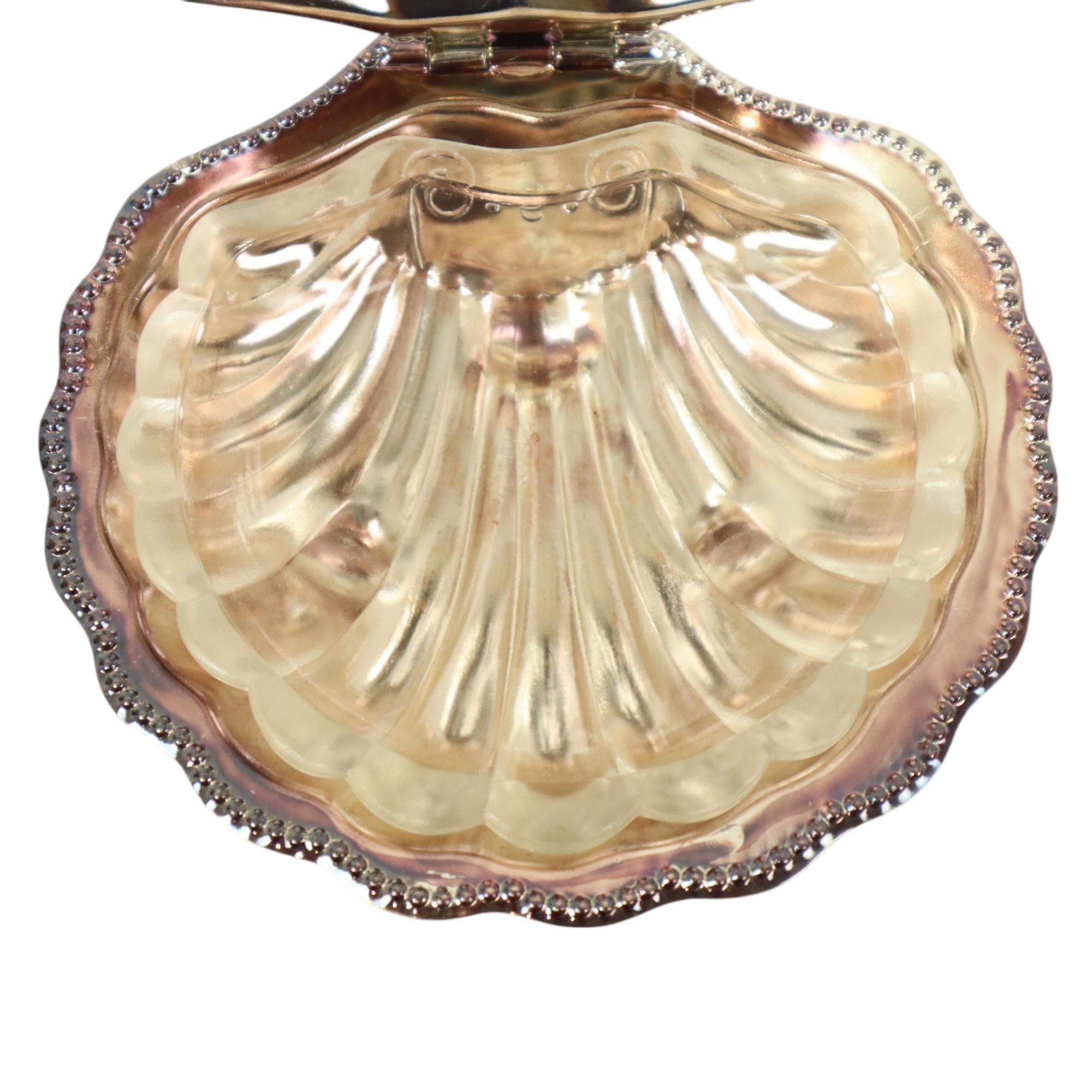 Cuchillo Vintage Scallop Shell Butter Dish Metal Plateado Queen Anne en venta 3