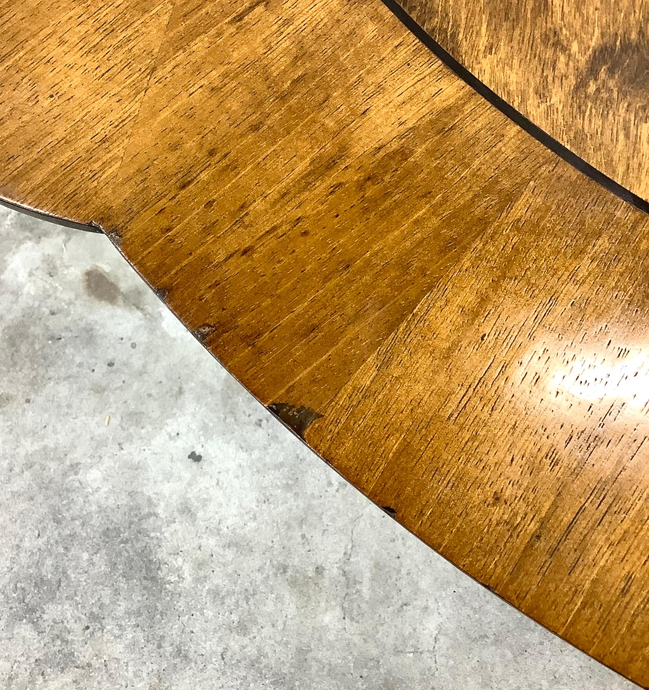Vintage Scalloped Edge Dining Table with Two Leaves 12