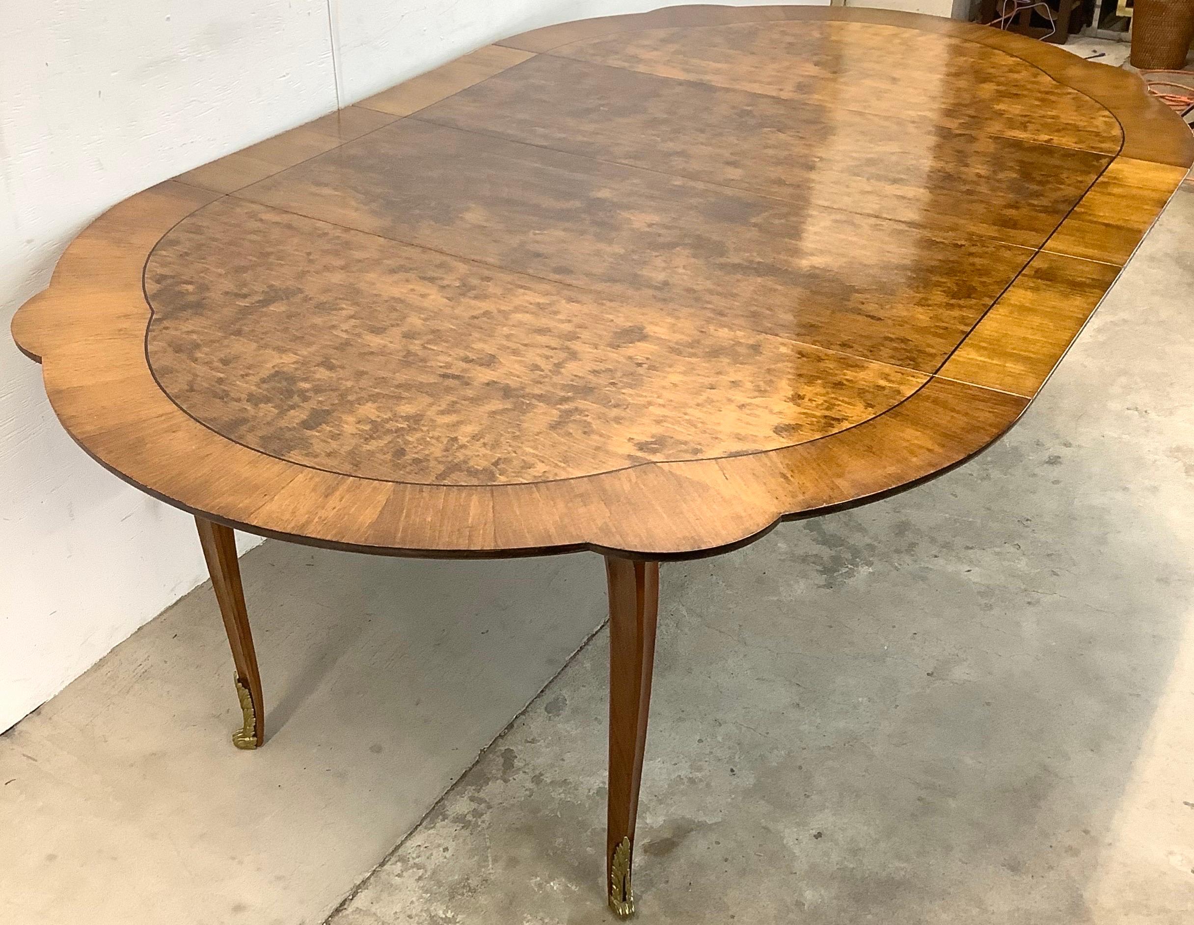Veneer Vintage Scalloped Edge Dining Table with Two Leaves