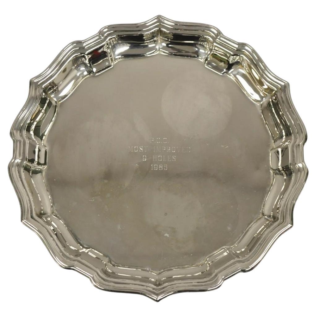 Vintage Scalloped Edge Silver Plated Golf Award Plate "Most Improved... 1985"