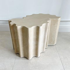 Vintage Scalloped Metal Low Table, Petite Coffee / Side, 20th Century