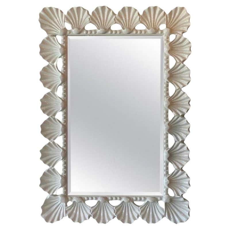 Vintage Ruffle Scalloped White Lacquered Wall Mirror at 1stDibs | white ...