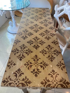 Vintage Scalloped Wood and Tassel Chinoiserie Console Sofa Table