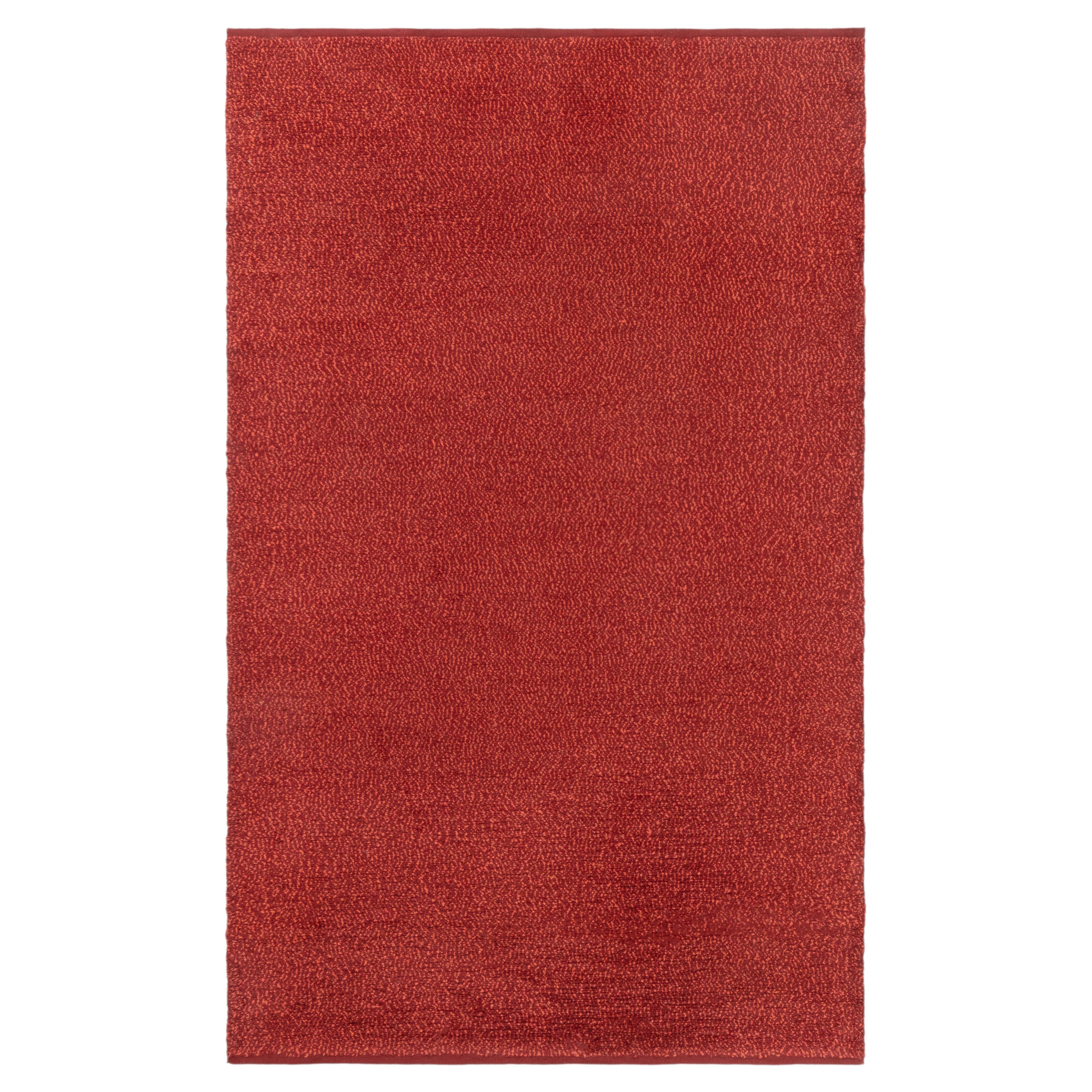 Vintage Scandinavian Abstract Brick Red Flatweave Rug Double Woven Pile For Sale