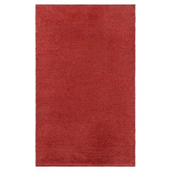 Vintage Scandinavian Abstract Brick Red Flatweave Rug Double Woven Pile