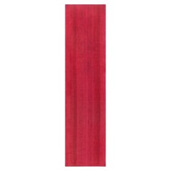 Vintage Scandinavian Abstract Crimson Flatweave Runner (Fragment)