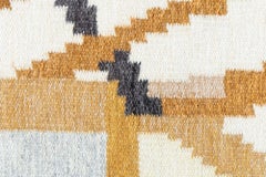 Vintage Scandinavian Abstract Gray Flatweave Runner By Ingegerd Silow