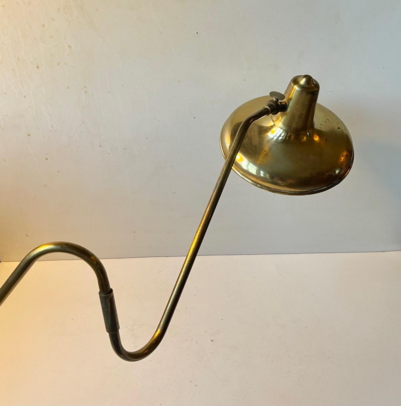 Scandinavian Modern Vintage Scandinavian Adjustable Swing Arm Wall Light in Brass, 1960s