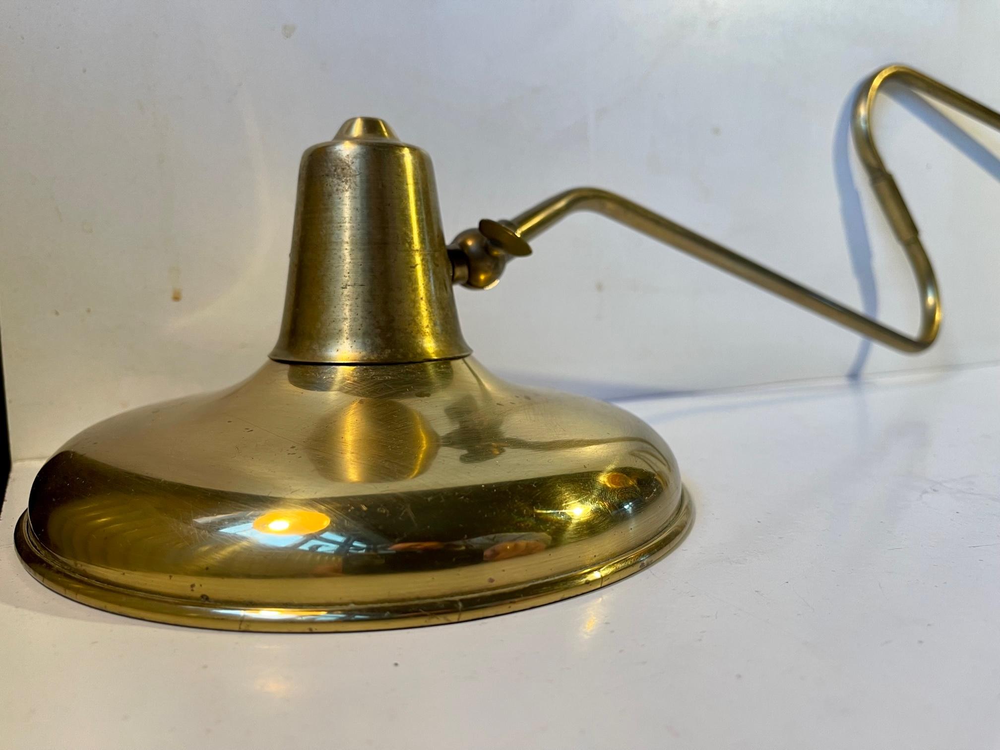 Danish Vintage Scandinavian Adjustable Swing Arm Wall Light in Brass, 1960s