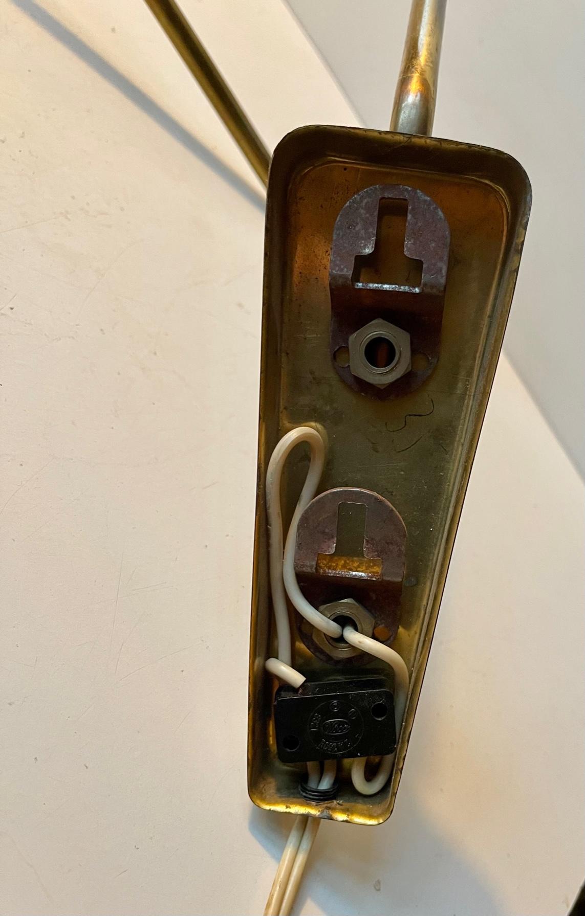 Vintage Scandinavian Adjustable Swing Arm Wall Light in Brass, 1960s 2