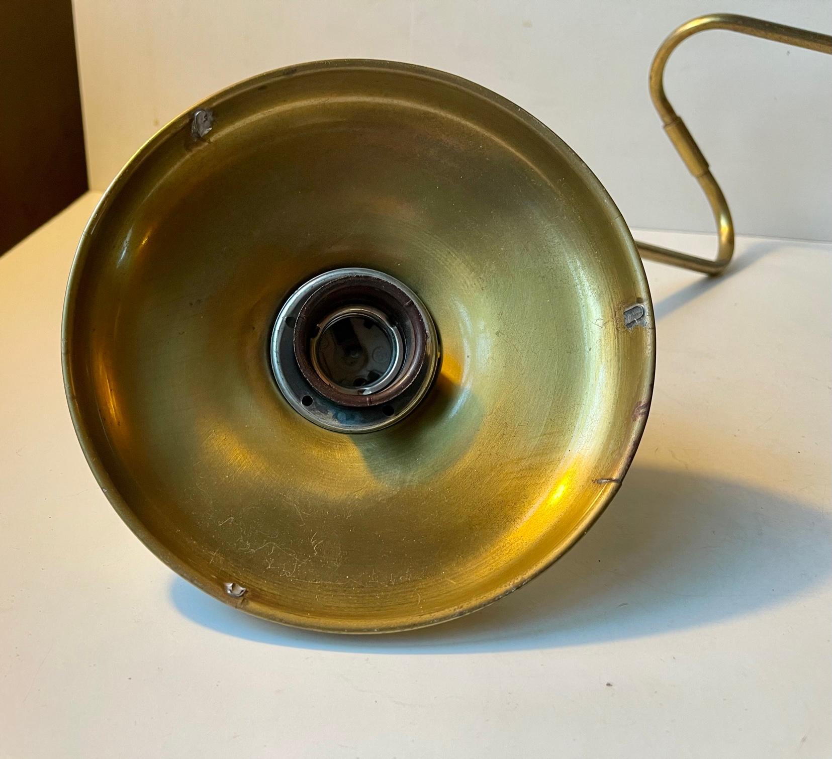 Vintage Scandinavian Adjustable Swing Arm Wall Light in Brass, 1960s 3