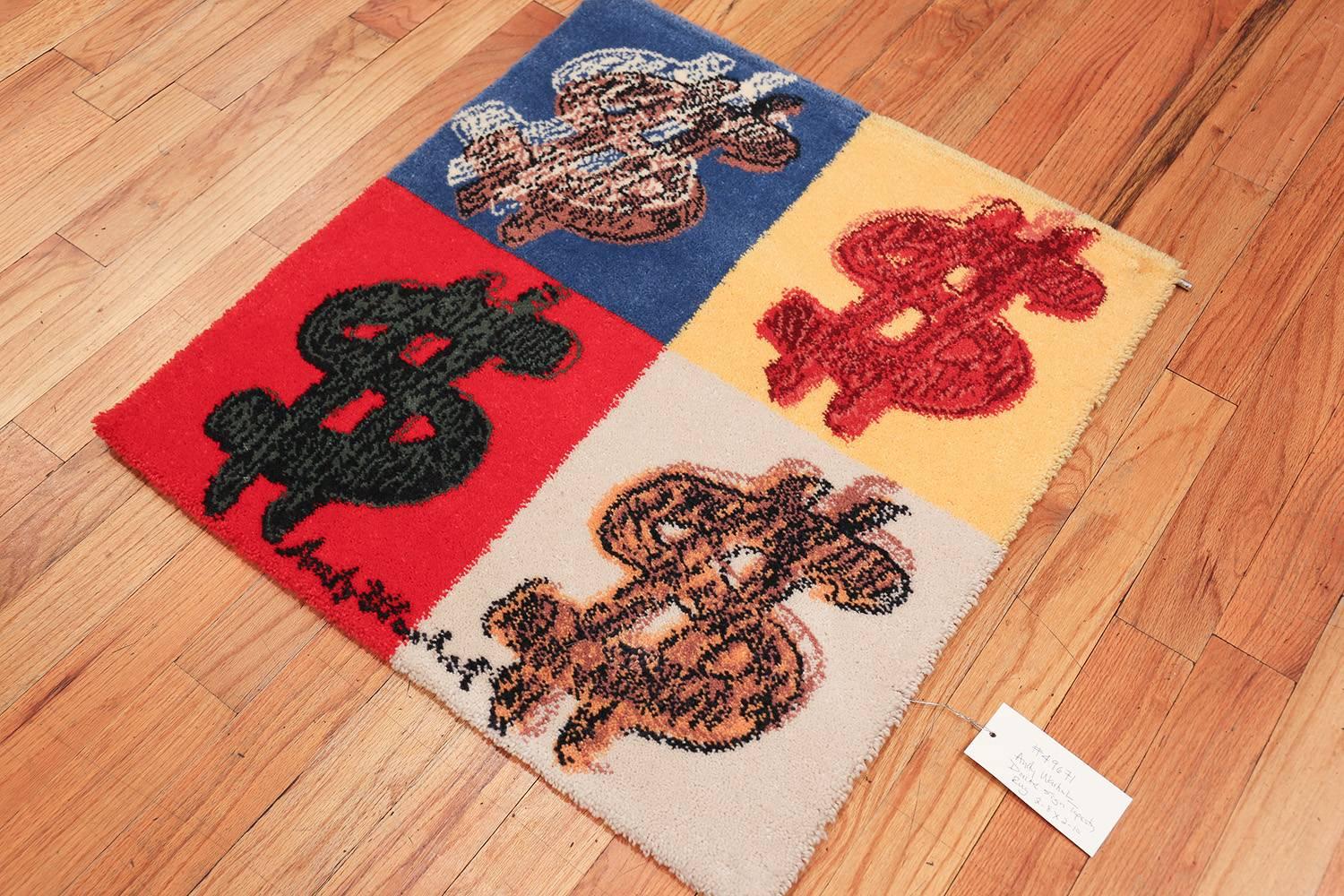 Mid-Century Modern Vintage Scandinavian (after) Andy Warhol Dollar Sign Pop Art Rug