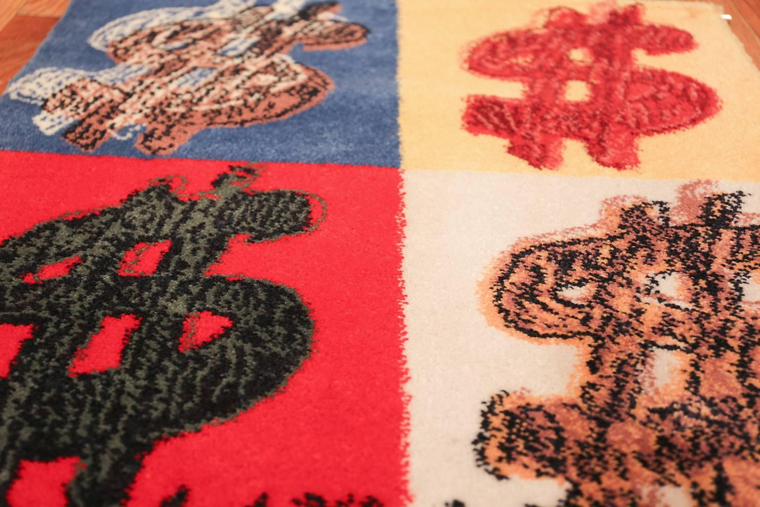 Vintage Scandinavian (after) Andy Warhol Dollar Sign Pop Art Rug In Excellent Condition In New York, NY