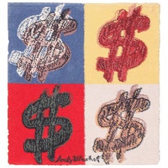 Vintage Scandinavian (after) Andy Warhol Dollar Sign Pop Art Rug