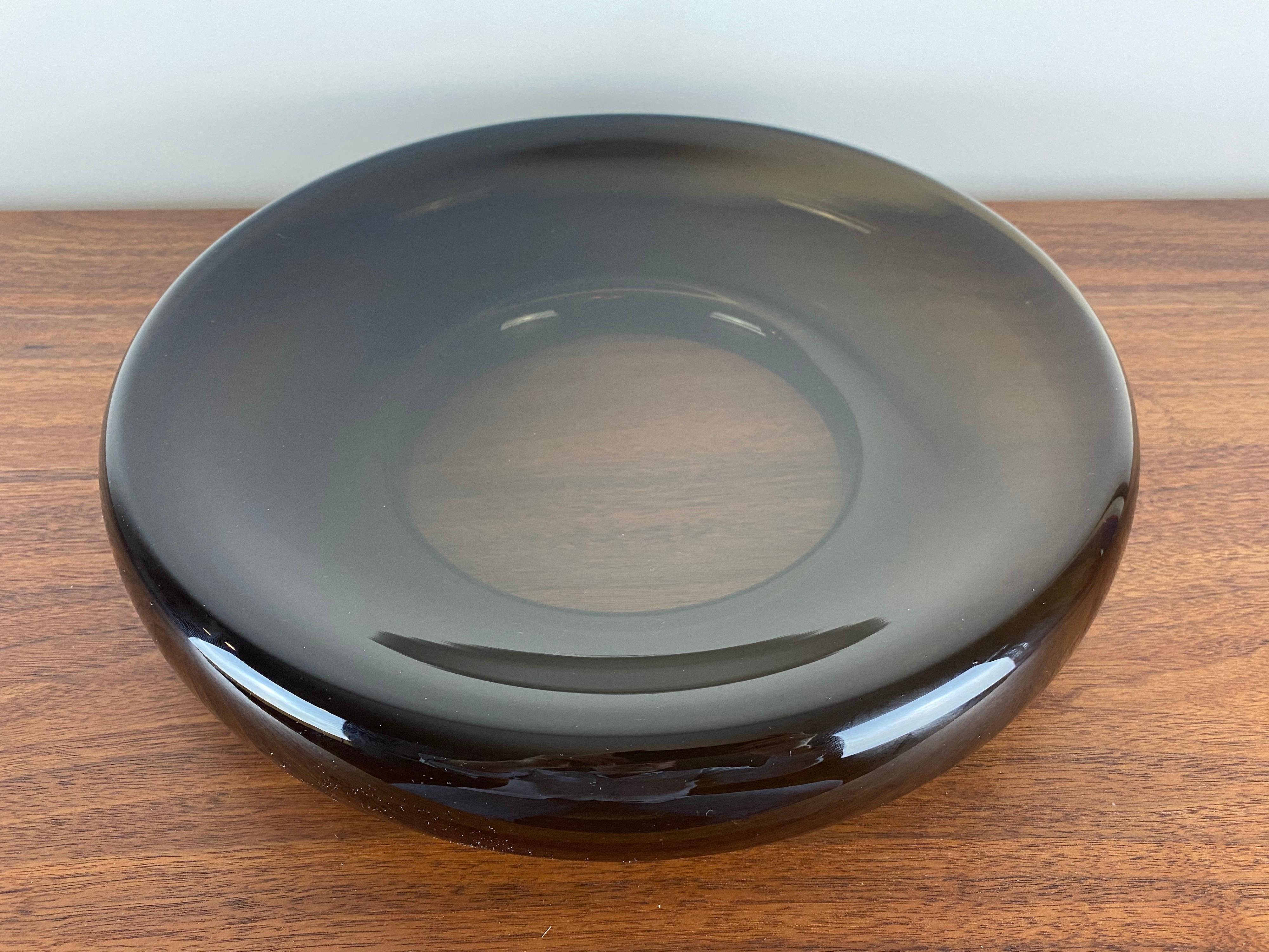 Scandinavian Modern Vintage Scandinavian Amber Glass Centerpiece Bowl
