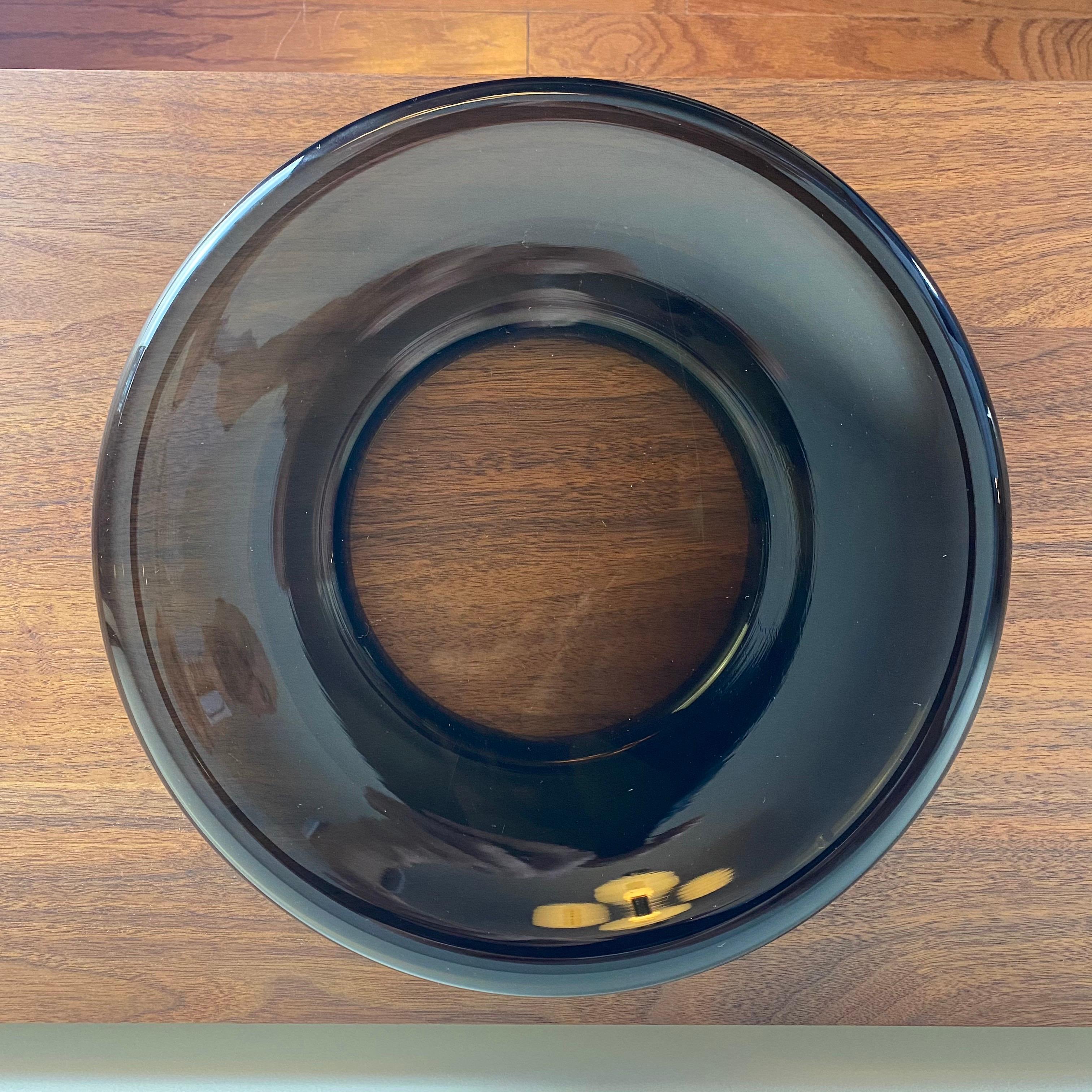 Unknown Vintage Scandinavian Amber Glass Centerpiece Bowl
