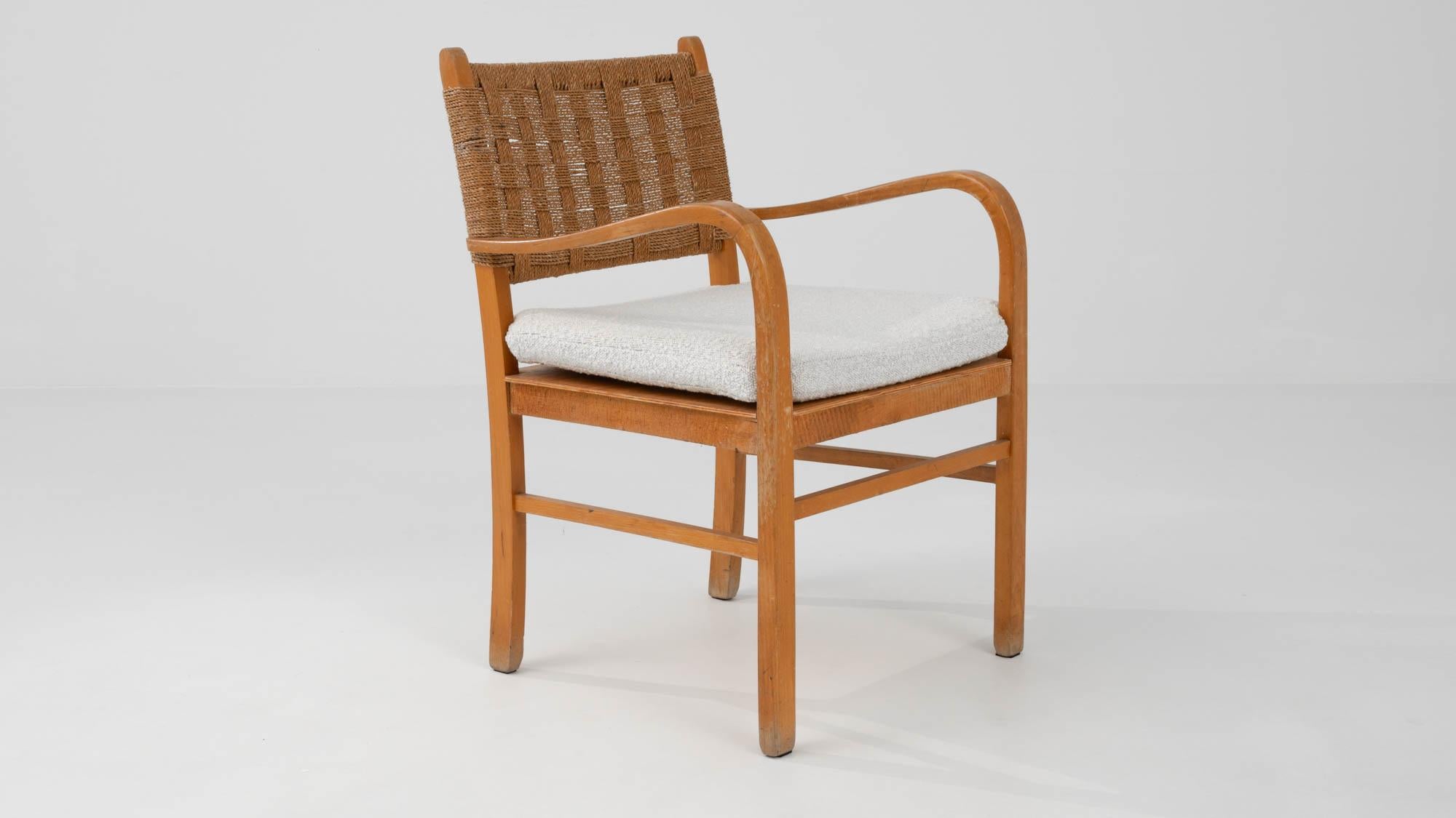 Vintage Scandinavian Armchair with Boucle Cushion 5