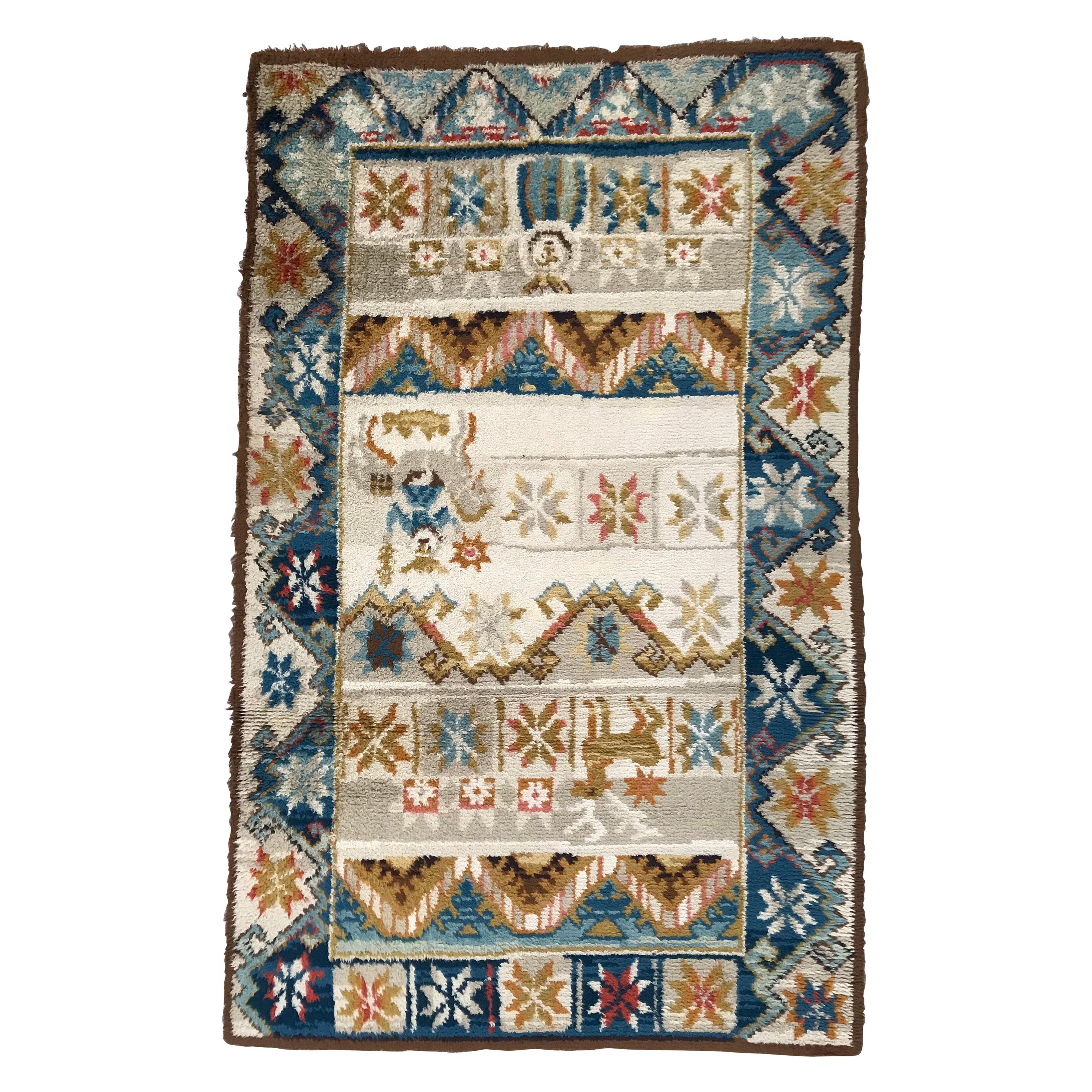 Skandinavischer Vintage-Teppich im Art-déco-Design im Angebot