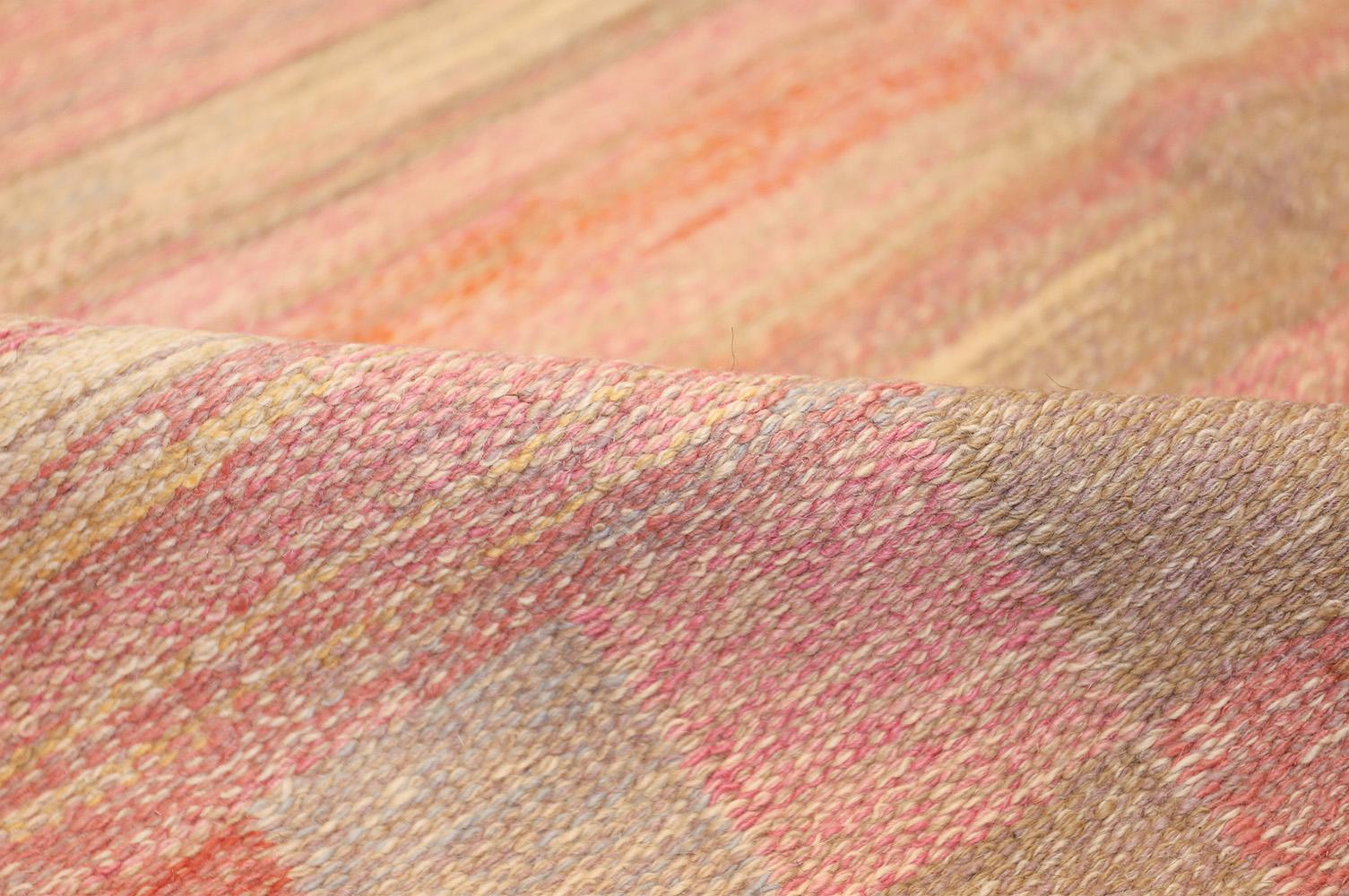 Wool Vintage Scandinavian Art Deco Kilim Carpet. Size: 7 ft 3 in x 10 ft 8 in