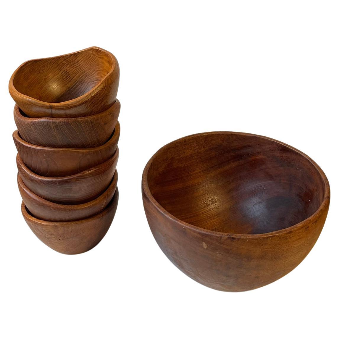 Vintage Scandinavian Asymmetrical Salad Bowls in Teak, 1960s For Sale