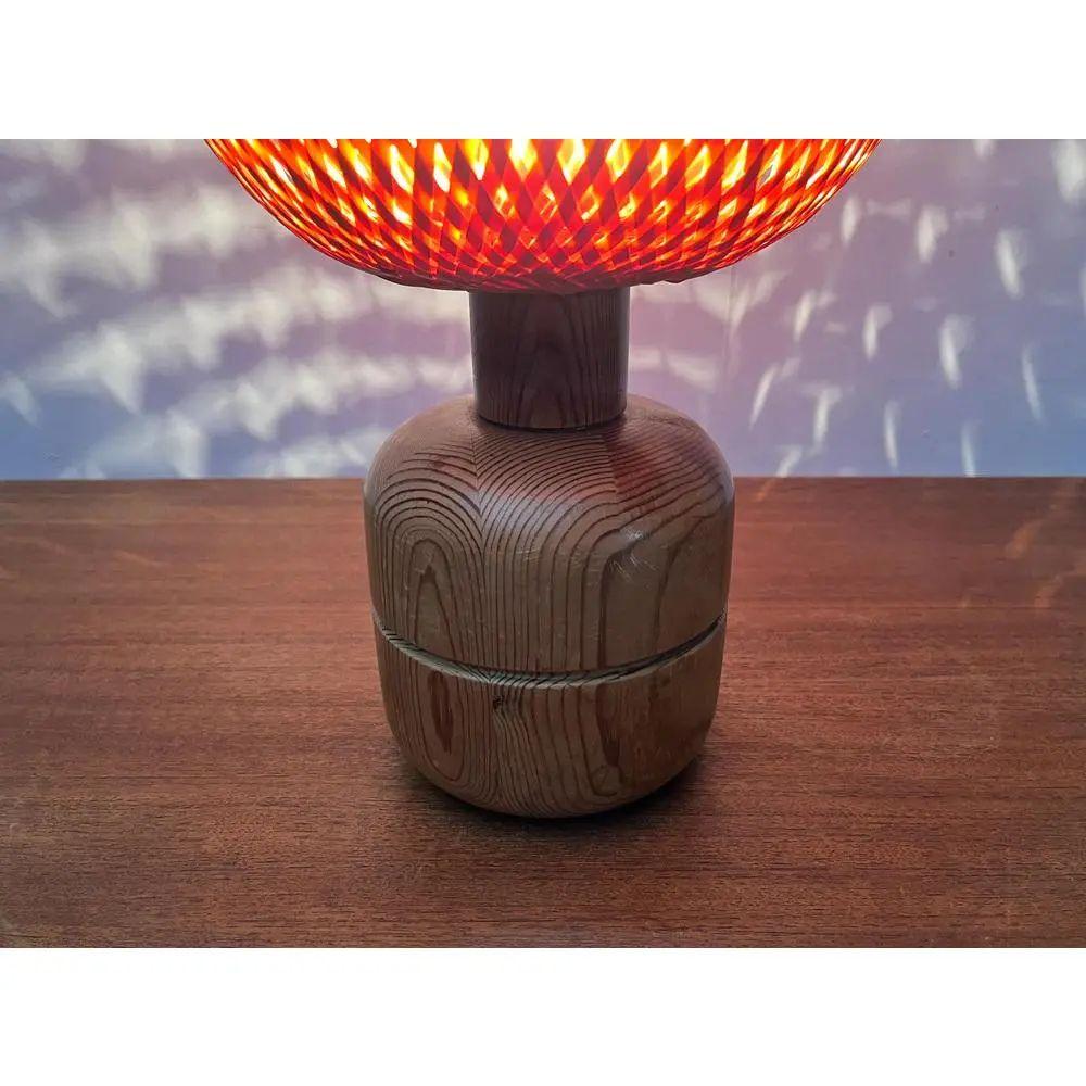 Lámpara de mesa escandinava vintage de bambú y madera, años 70 Bambú en venta