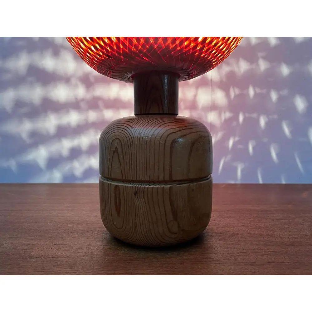 Lámpara de mesa escandinava vintage de bambú y madera, años 70 en venta 4