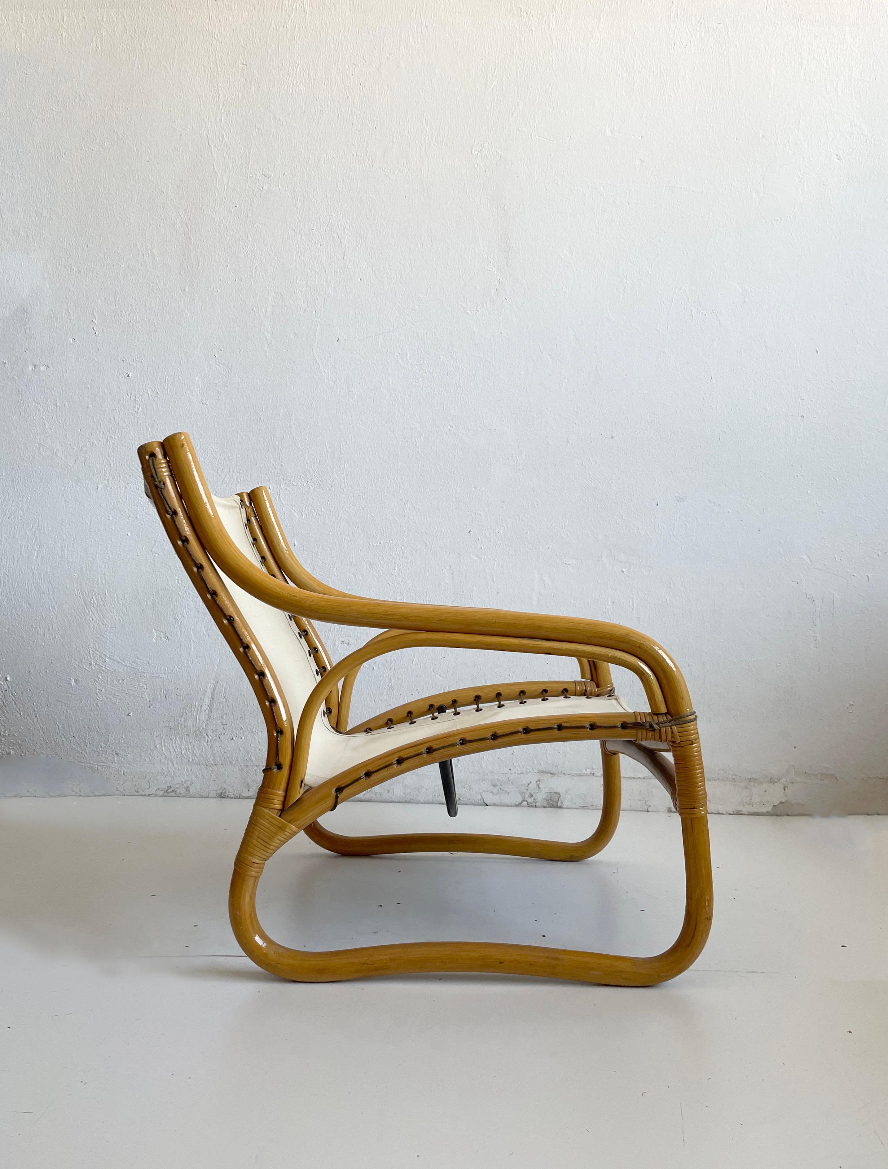 Vintage Scandinavian Bamboo Armchair, c.1970 In Good Condition In Zagreb, HR