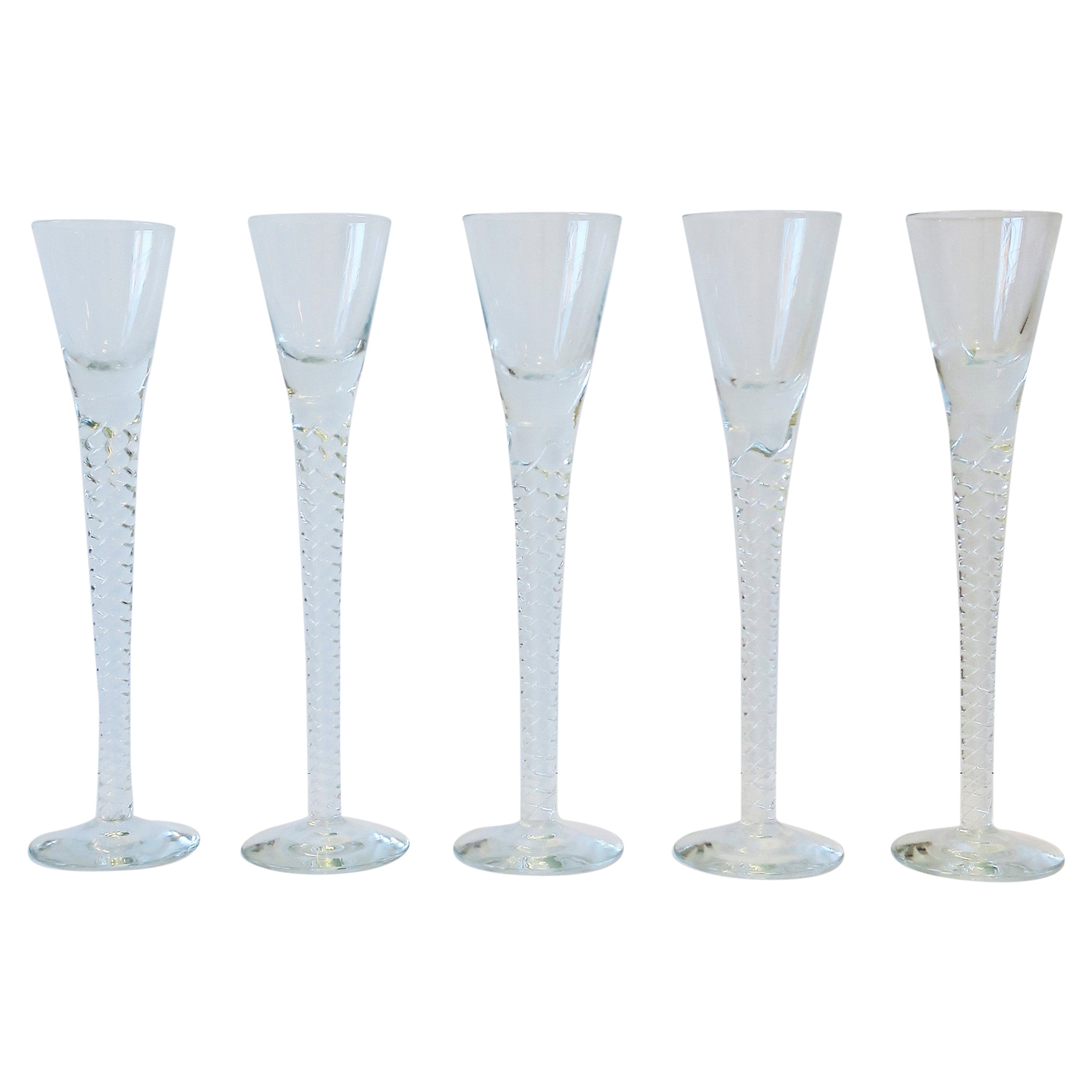 Vintage Scandinavian Barware Art Glass Aperitif or Shot Glasses, Set of 5