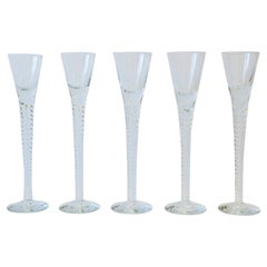 Vintage Scandinavian Barware Art Glass Aperitif or Shot Glasses, Set of 5