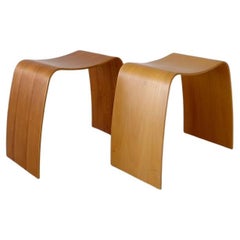 Vintage Skandinavisches Bugholz Jørgen Møller M-Stool taburet Fußstützen