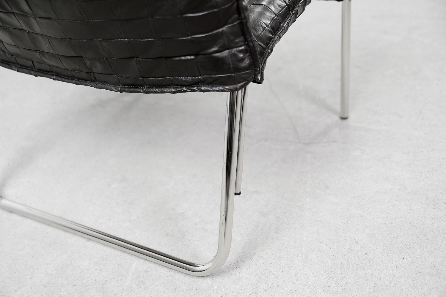 Paire de fauteuils de salon scandinaves modernes en cuir patchwork vintage de IKEA en vente 2