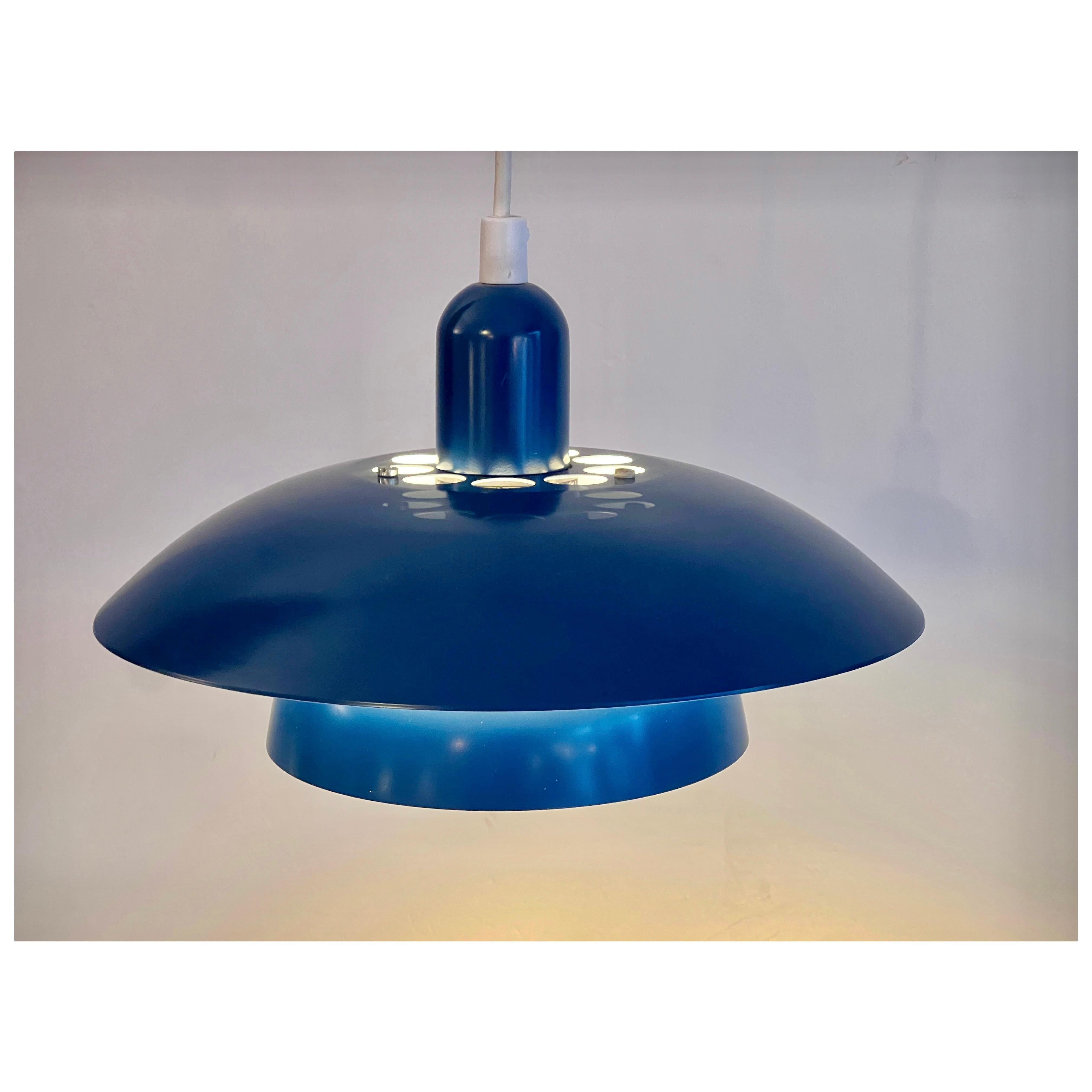 Vintage Scandinavian Blue Layer Pendant Lamp, Denmark 1980s 3