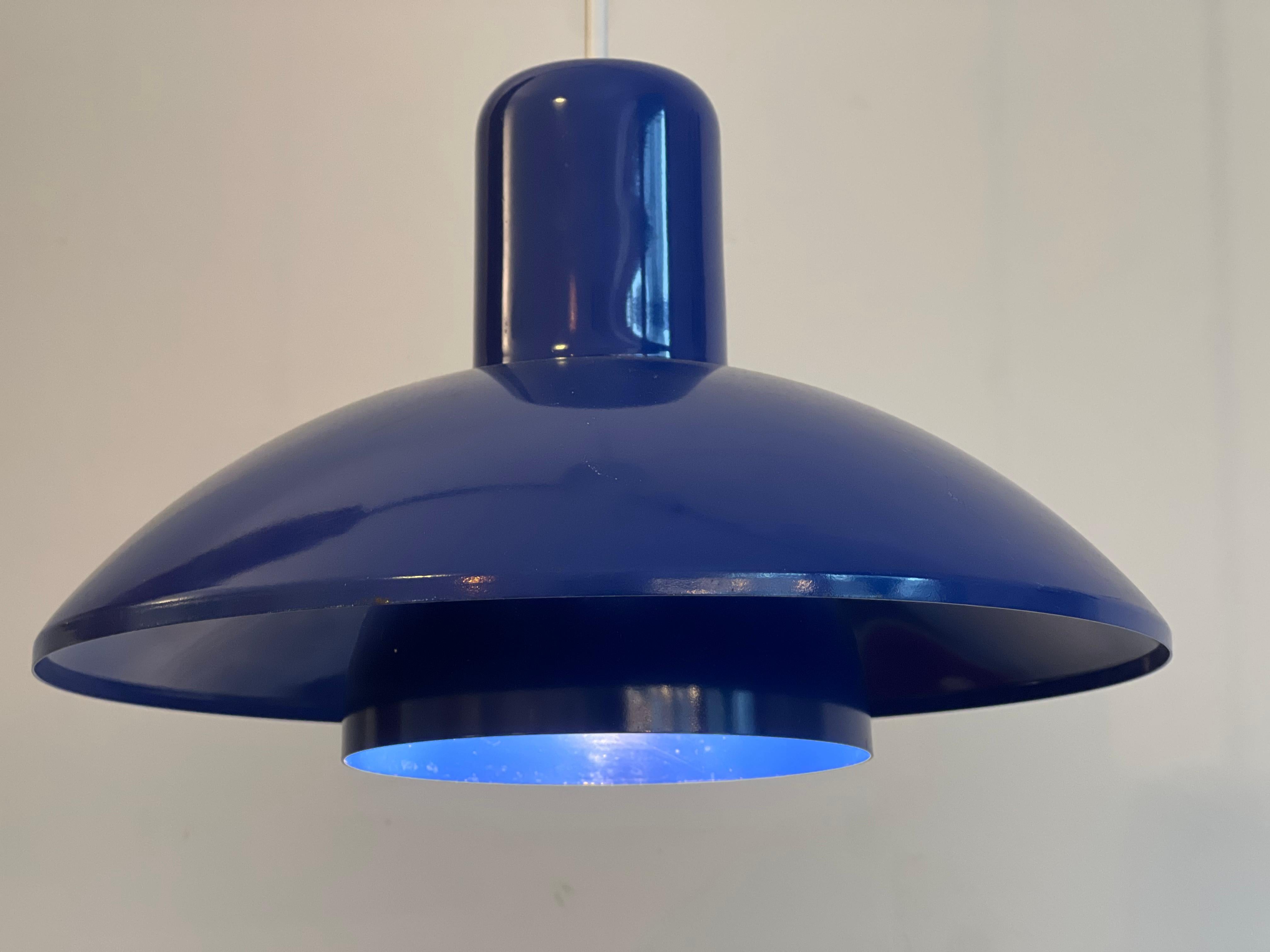 Danish Vintage scandinavian Blue Pendant Lamp, Denmark 1960s For Sale