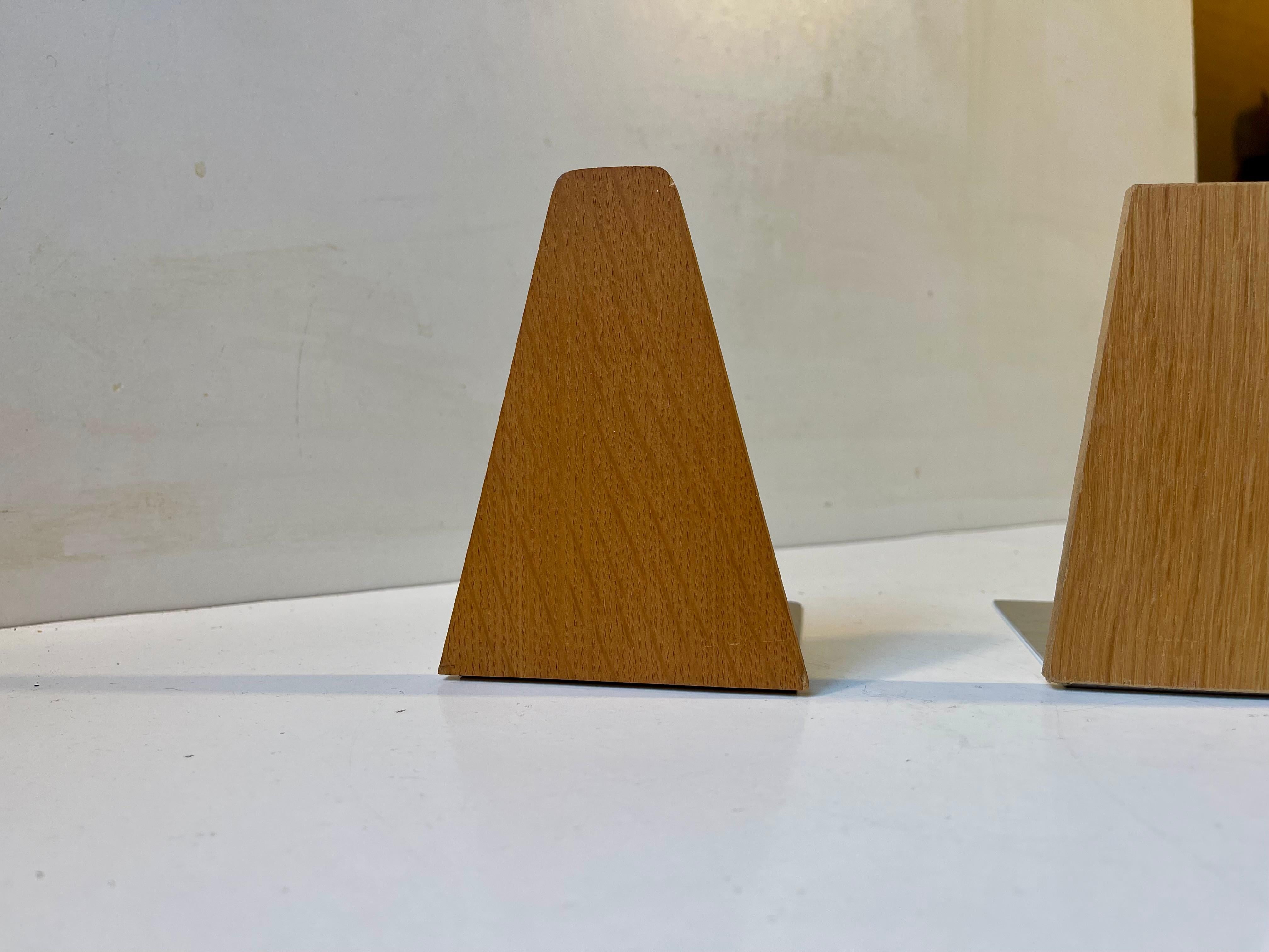 Scandinavo Fermalibri scandinavi vintage in Oak, anni '60, set di 3 in vendita