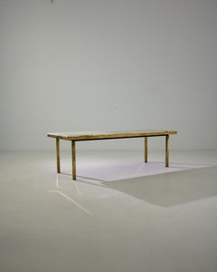 Vintage Scandinavian Brass and Stone Coffee Table