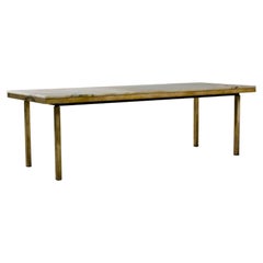 Vintage Scandinavian Brass and Stone Coffee Table