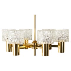 Vintage Scandinavian Brass Chandelier by Carl Fagerlund for Orrefors, 1960s